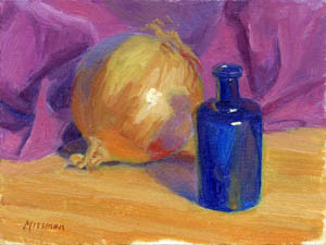 Still Life with Onion and Blue Bottle